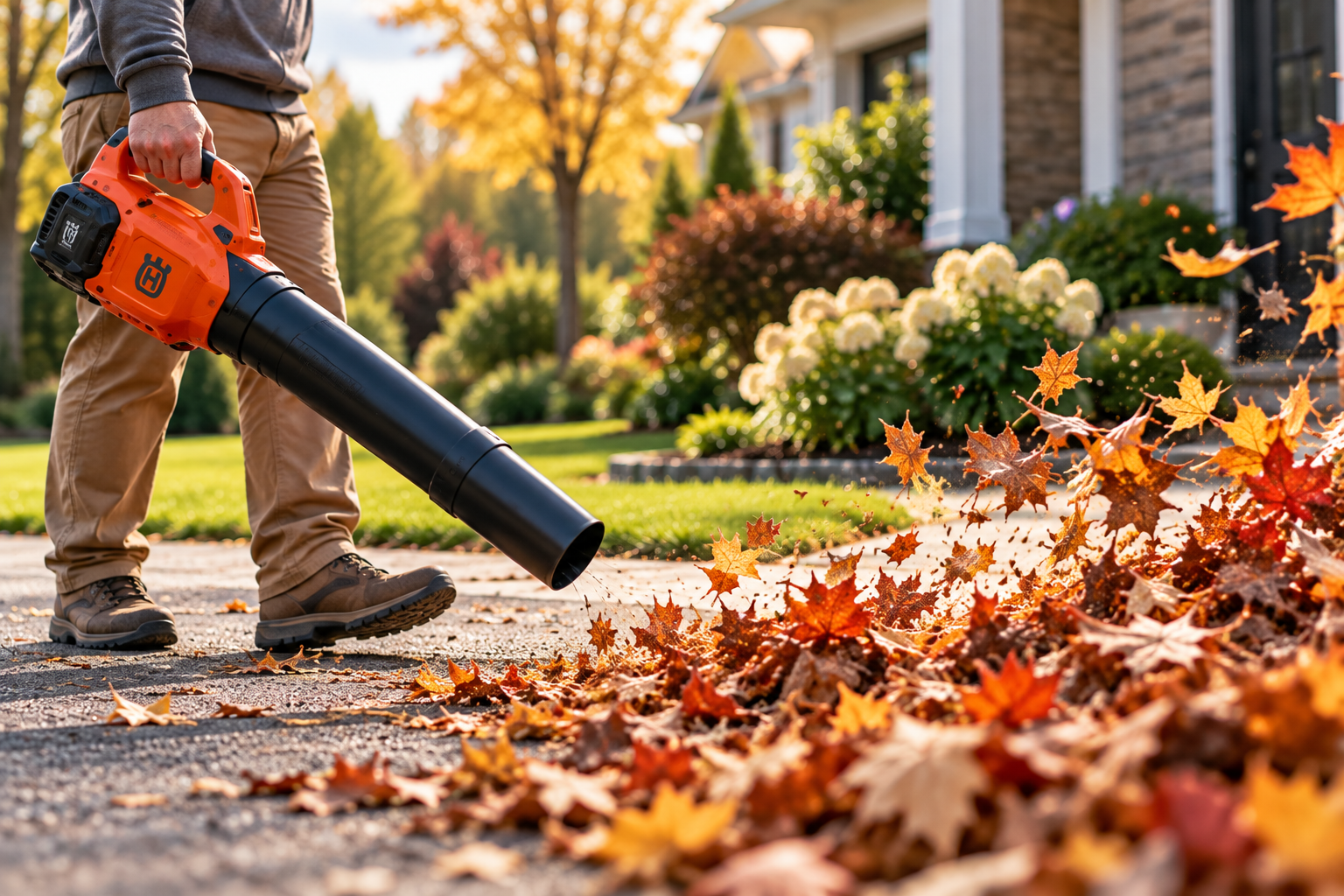 Autumn Leaf Clearing with Husqvarna Blower