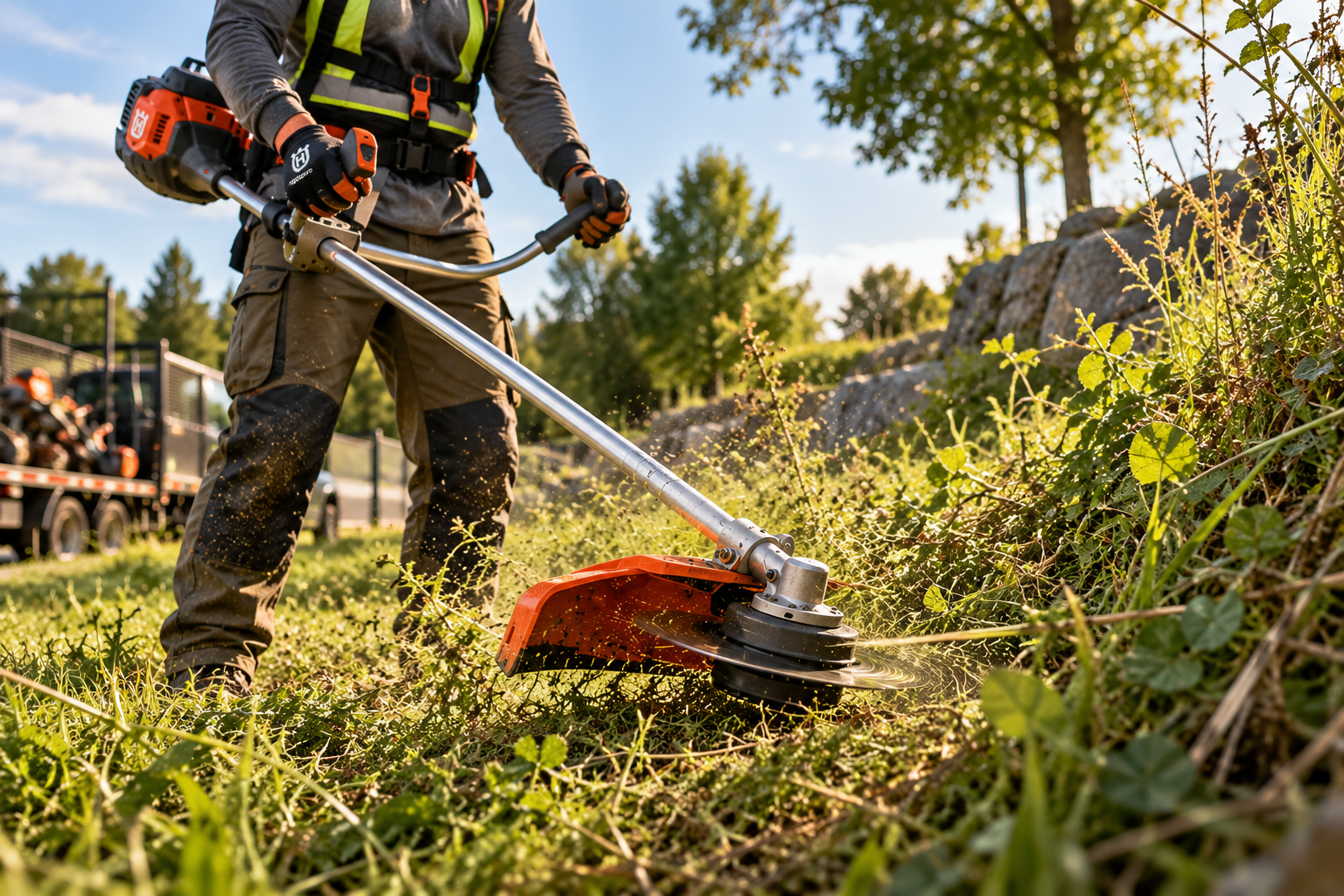 Professional Brushcutter in Action